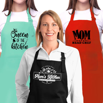 Custom Kitchen Apron for Mom, Mother's Day Gift for Mom, Personalized Kitchen Gift