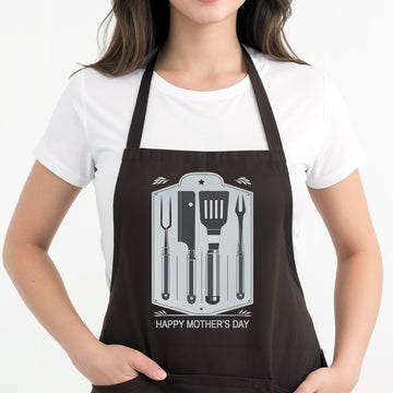 Personalized Black Kitchen Apron - Mothers Day Black Apron for Mom - Gift Ideas for Mom, Wife, Grandma - Cooking & Baking Essential - Mother's Day
