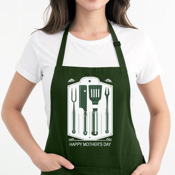 Personalized Green Kitchen Apron - Mothers Day Green Apron for Mom - Gift Ideas for Mom, Wife, Grandma - Cooking & Baking Essential - Mother's Day