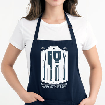 Personalized Blue Kitchen Apron - Mothers Day Blue Apron for Mom - Gift Ideas for Mom, Wife, Grandma - Cooking & Baking Essential - Mother's Day