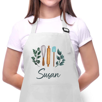 Personalized Apron for Mom, Mother's Day Gift for Mom with Custom Name, Kitchen Gifts for Mother, Women, Wife, Custom Adjustable Baking Kitchen Cooking Apron - Personalized Mom Gifts from Husband
