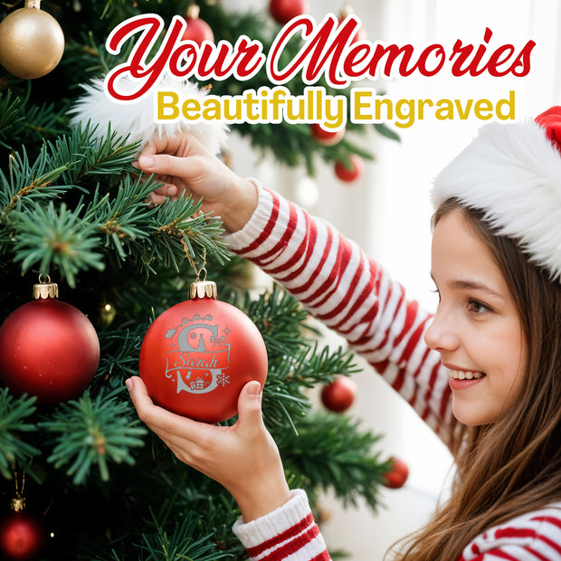 Christmas Balls with Name Ornaments 2.5" Red, Green, Blue & Pearl