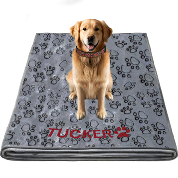 Embroidered Dog Blanket with Name, Personalized Blankets for Dog Bed Car, and Outdoors, Custom Embroidered Fleece Blanket Soft & Comfortable