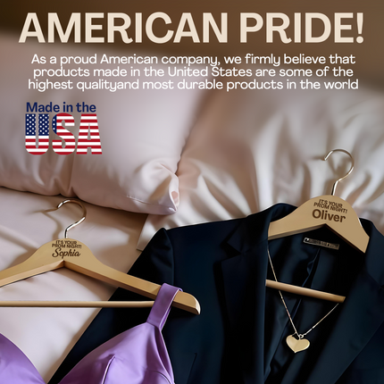 Custom Wooden Hanger with Personalized Name for Prom Dress Hangers - 2 Pack, 360 rotatable hook