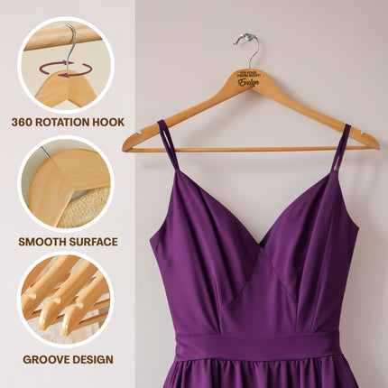 Custom Wooden Hanger with Personalized Name for Prom Dress Hangers - 2 Pack, 360 rotatable hook