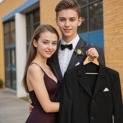 Custom Wooden Hanger with Personalized Name for Prom Dress Hangers - 2 Pack, 360 rotatable hook