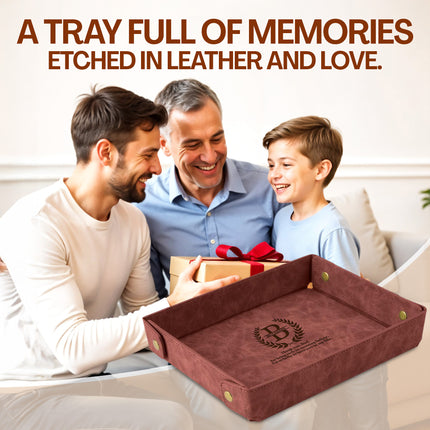 Engraved Leather Valet Tray for Men – Coffee