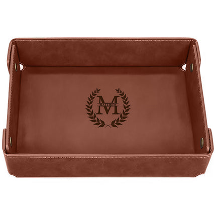 Engraved Leather Valet Tray for Men – Coffee