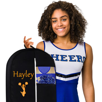 Personalized Garment bag for Cheer Outfit- Embroidered Dancer Cheerleader Black Bags