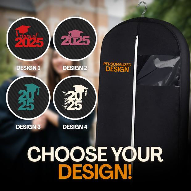 Personalized Black GarmentBag with Name for Graduation Outfits, Class of 2025