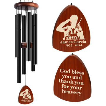 Personalized Veterans Memorial Wind Chimes with Custom Name