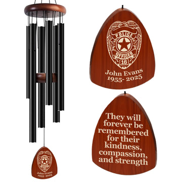Personalized Policeman Memorial Wind Chimes with Custom Name