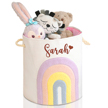 Kids Laundry Basket with Embroidered Name, Custom Name Kids Laundry Hamper Toy Storage Bin for Boys & Girls Room Decor Baby