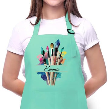 Personalized Painting Apron with Custom Name, Mother's Day Gift for Mom, Custom Art Gifts for Painter, Mother, Women, Unisex Adjustable Art & Crafts Apron for Women - Cute Aprons with Funny Design