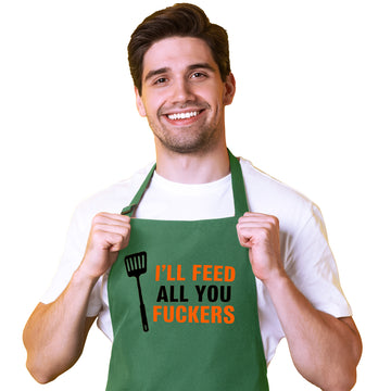 Personalized Men's Apron - Custom Cooking Apron, Great for Dad, Brother or Boyfriend - I'll Feed you All