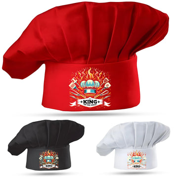 Personalized Red Grill Chef Hat, Adjustable King of The Grill Kitchen Hat Accessory for Father, Dad, Custom BBQ Cooking Chef Hat for Men, Custom Chef Hat, Personalized Gift for Father's Day, Birthday