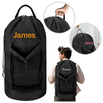 Personalized Travel Laundry Bag Backpack  with Mesh Pocket for Delicates