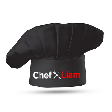 Personalized Black Grill Chef Hat with Custom Name, Adjustable BBQ Accessory for Father, Dad, Kitchen Custom Cooking Chef Hat for Men