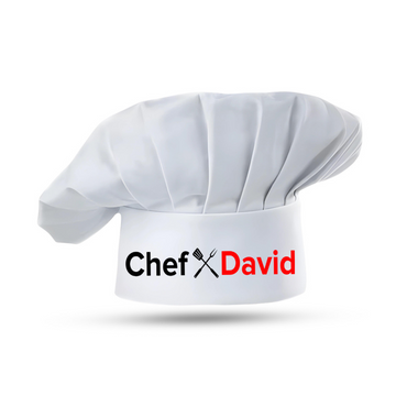 Personalized White Grill Chef Hat with Custom Name, Adjustable BBQ Accessory for Father, Dad, Kitchen Custom Cooking Chef Hat for Men