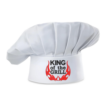 Embroidered King of The Grill White Chef Hat, Adjustable Grill Accessory for Father and Dad