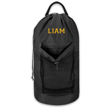 Personalized Embroidered Black Laundry Bag Heavy Duty For College, Customize University Bag
