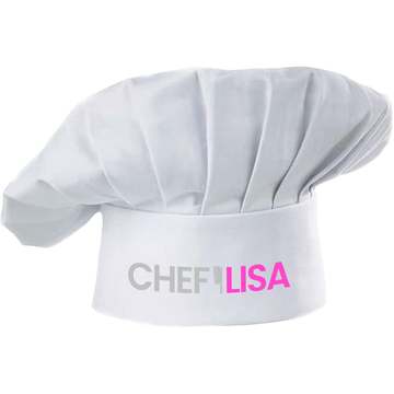 Customized White Chef Hat with Custom Name Adjustable Kitchen Accessory for Mom, Dad, Kitchen Cooking Chef Hat for Men and Women