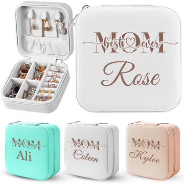 Personalized White Jewelry Box with Name for Women - Personalized Jewelry Organizer for Mother's Day