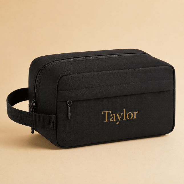 Personalized Travel Toiletry Bag with Custom Text for Men & Women