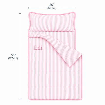 Personalized Toddler Nap Mat with Embroidered Name, Nap Mat with Pillow & Blanket, 100% Cotton