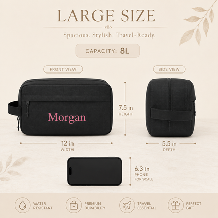 Personalized Travel Toiletry Bag with Custom Text for Men & Women