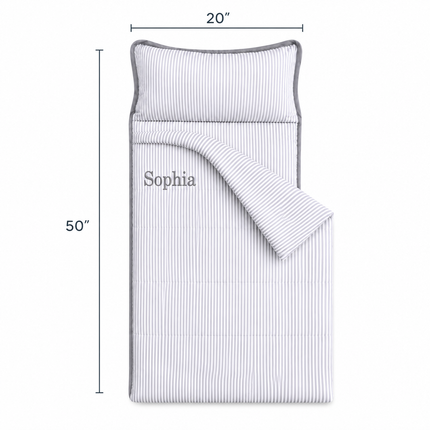 Personalized Toddler Nap Mat with Embroidered Name, Nap Mat with Pillow & Blanket, 100% Cotton