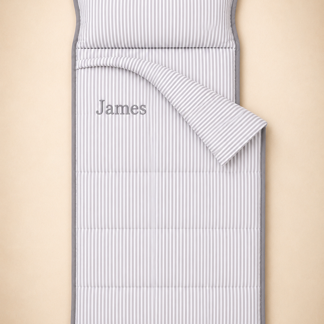 Personalized Toddler Nap Mat with Embroidered Name, Nap Mat with Pillow & Blanket, 100% Cotton