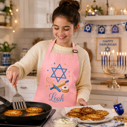 Personalized Hanukkah Kids Apron for Kitchen with Name