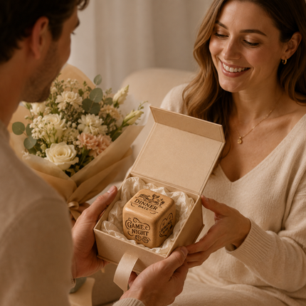 Personalized 3" Date Night Dice Cube with Names, Custom Wooden Date Dice