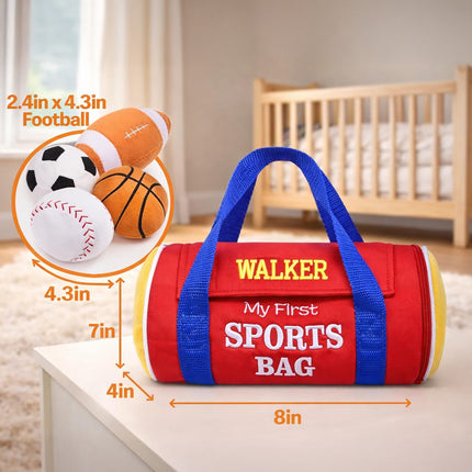Personalized Baby My First Sports Bag with Name – Plush Toy Set 8''