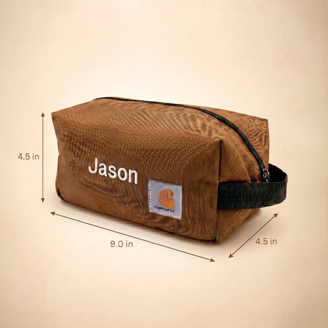 Personalized Embroidered Carhartt Travel Kit with Custom Name – Water-Resistant Toiletry Bag