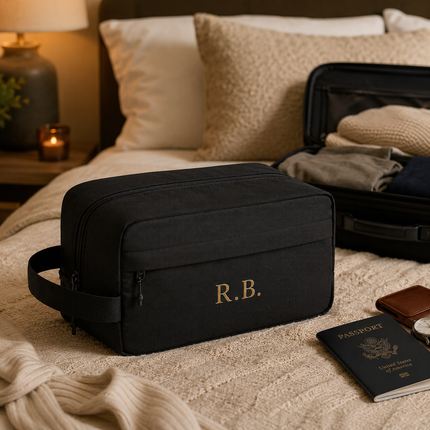 Personalized Travel Toiletry Bag with Custom Text for Men & Women