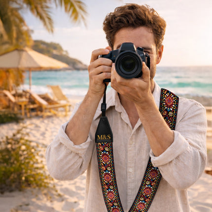 Custom Embroidered Pink Camera Strap – Personalized DSLR Strap