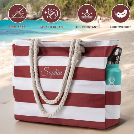 Custom Beach Tote Bag - Red