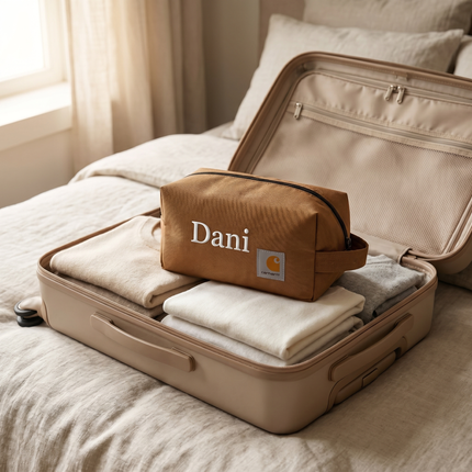 Personalized Embroidered Carhartt Travel Kit with Custom Name – Water-Resistant Toiletry Bag