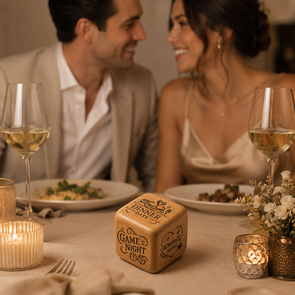 Personalized 3" Date Night Dice Cube with Names, Custom Wooden Date Dice