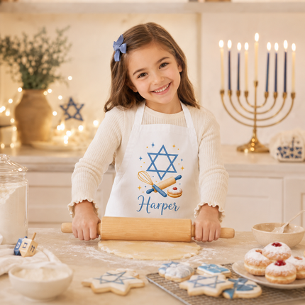 Personalized Hanukkah Kids Apron for Kitchen with Name