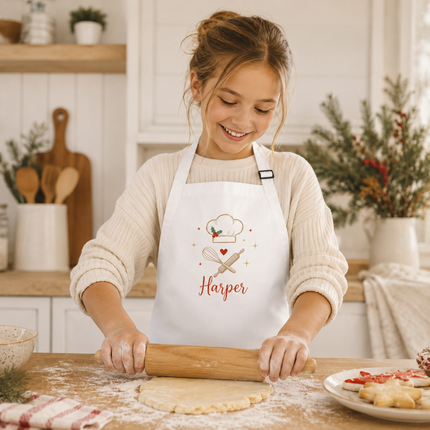 Personalized Christmas Kids Apron for Kitchen with Name