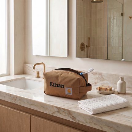 Personalized Embroidered Carhartt Travel Kit with Custom Name – Water-Resistant Toiletry Bag