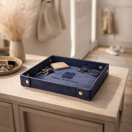 Personalized Graduation Valet Tray – Engraved Leather