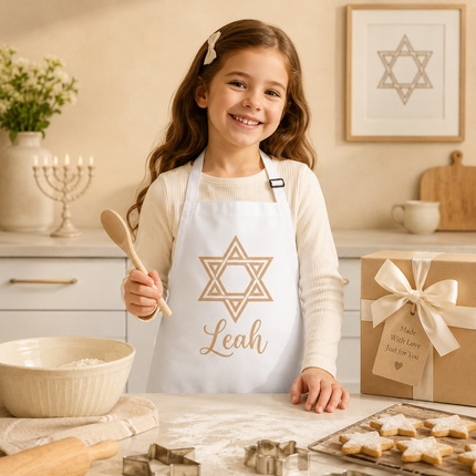 Personalized Judaica Kids Apron for Kitchen with Name