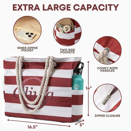Custom Beach Tote Bag - Red