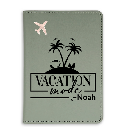 Personalized Gray Passport Holder Cover Case
