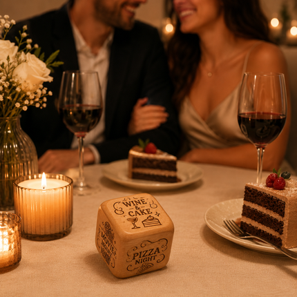 Personalized 3" Date Night Dice Cube with Names, Custom Wooden Date Dice