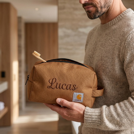 Personalized Embroidered Carhartt Travel Kit with Custom Name – Water-Resistant Toiletry Bag